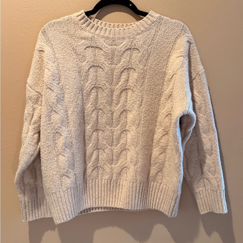 SHEIN Cream Cable Knit Sweater